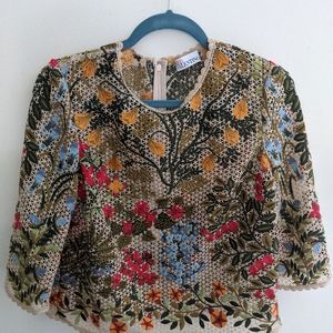 Rare Vintage RED Valentino Floral Embroided Top